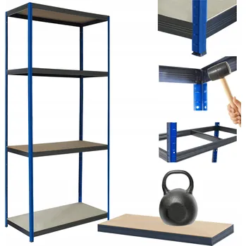 Dílenský regál Kovový regál skladový garážový stojan HELIOS 180x120x35cm 4 police x 175kg