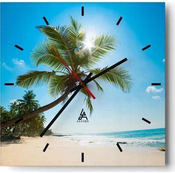 Hodiny Velké nástěnné hodiny 40x40 Krajina Skleněné hodiny Tiché