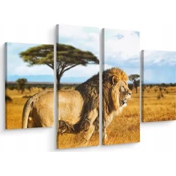 Obraz Čtyřdílný obraz LEV Nebe Stromy Krajina 200x150
