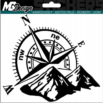 Samolepicí dekorace na vozidlo SAMOLEPKA na auto KOMPAS RŮŽE VĚTRŮ HORY 13x15