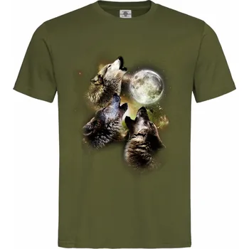 Pánské tričko Tričko Vlci Druh: Pánské, Barva: Khaki, Velikost: M