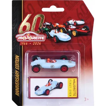 autíčko MAJORETTE 60. VÝROČÍ ZÁVODNÍ AUTÍČKO FIRST EVER MODRÉ 1:64 NOVÝ KOVOVÝ MODEL