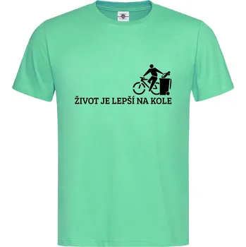 Pánské tričko Tričko Život je lepší na kole Druh: Dětské, Barva: Světle Zelená, Velikost: 134-M