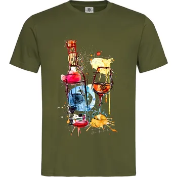 Pánská móda Tričko Abstract Wine Druh: Pánské, Barva: Khaki, Velikost: L