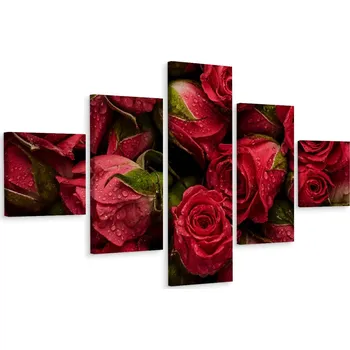 Obraz Vícedílný obraz Růže Květiny Kapky Vody 3D 200x120