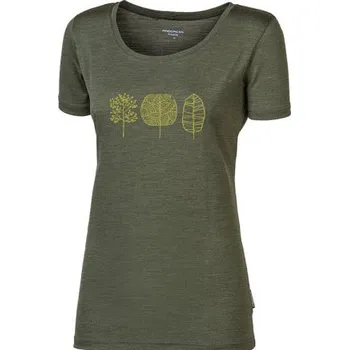Dámské oblečení Dámské merino triko PROGRESS Vinka Trees khaki melír Velikost: S