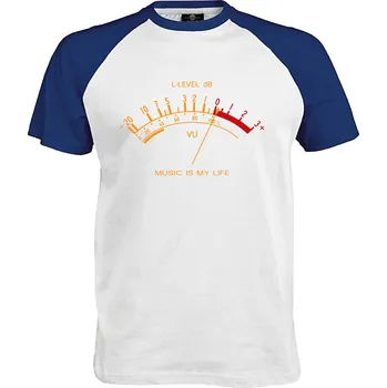 Pánské tričko Tričko Music is my life | VU Meter Druh: Pánské, Barva: Royal | Bílá, Velikost: L