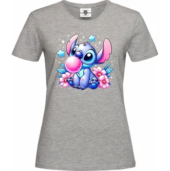 Dámské tričko Tričko Stitch | Lilo & Stitch Druh: Dámské, Barva: Šedá, Velikost: M