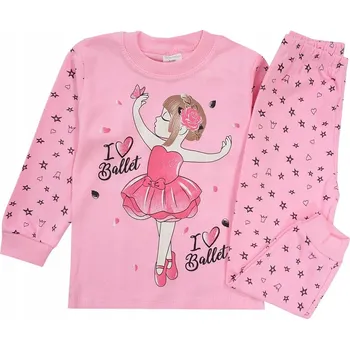 Dívčí pyžamo Dívčí pyžamo, souprava s dlouhým rukávem, bavlna, Baletka, růžová, vel. 1 J201o