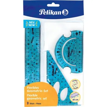 pravítka Geometrická sada - pravítko, trojúhelník, trojúhelník, ohebná křivka, 1 sada. BARVA NÁHODNÁ