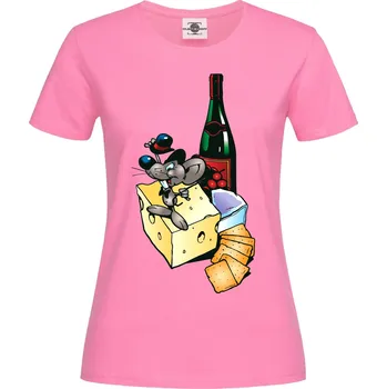 Pánské oblečení Tričko Myšák s vínem Druh: Dámské, Barva: Růžová, Velikost: M