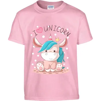Pánské oblečení Tričko I love unicorn Druh: Dětské, Barva: Růžová, Velikost: 134-M