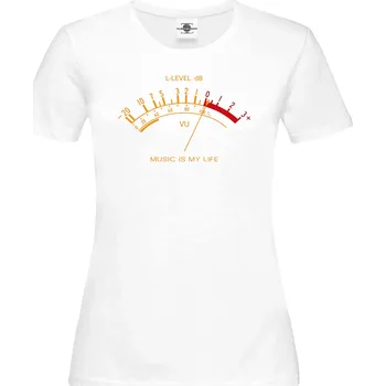 Pánské tričko Tričko Music is my life | VU Meter Druh: Dámské, Barva: Bílá, Velikost: XS
