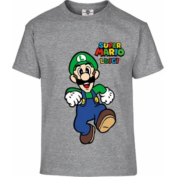 Pánské tričko Tričko Super Mario | Luigi Druh: Dětské, Barva: Šedá, Velikost: 122-S