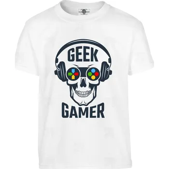 Pánské tričko Tričko Geek Gamer Druh: Dětské, Barva: Bílá, Velikost: 110-XS