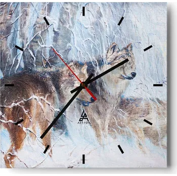 Hodiny Velké nástěnné hodiny 40x40 cm Zvířata Skleněné tiché hodiny