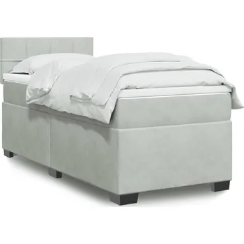 Postel vidaXL Box spring postel s matrací 90x200 cm samet [3288522] Barva: světle šedá