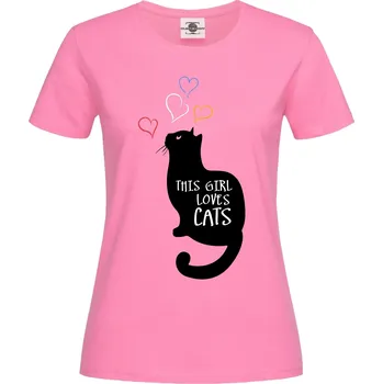 Dámské tričko Tričko Tato dívka miluje kočky Druh: Dámské, Barva: Růžová, Velikost: XL