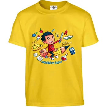 Pánské tričko Tričko Hurá do školy Druh: Dětské, Barva: Žlutá, Velikost: 134-M
