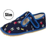Papuče Beda barefoot - modrý fotbal (SLIM verze) chlapecké Velikost: 32
