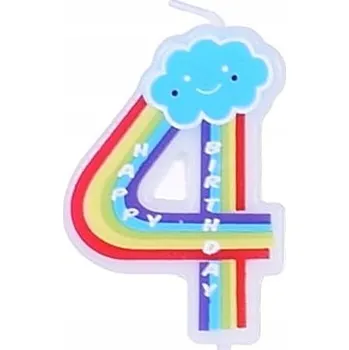 Dortová svíčka Svíčka na narozeninový na dort číslice "4" Duhová