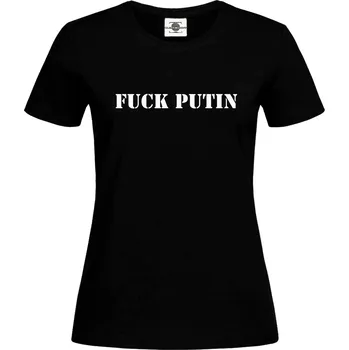 Dámské tričko Tričko Fuck Putin Druh: Dámské, Barva: Černá, Velikost: XS