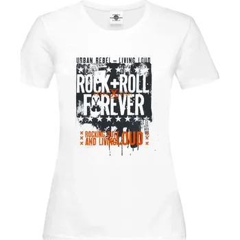 Dámské tričko Tričko Rock & Roll Forever Druh: Dámské, Barva: Bílá, Velikost: XL