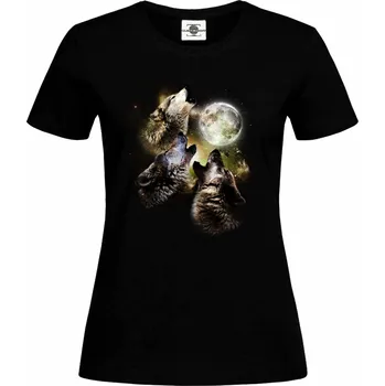 Dámské tričko Tričko Vlci Druh: Dámské, Barva: Černá, Velikost: XL