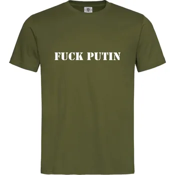 Pánské tričko Tričko Fuck Putin Druh: Pánské, Barva: Khaki, Velikost: XL