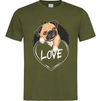 Pánské oblečení Tričko Mopsova láska Druh: Pánské, Barva: Khaki, Velikost: XL