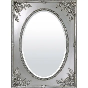 Zrcadlo Zrcadlo nástěnné obdélníkové rám dřevo 850 x 1150 mm staré stříbro