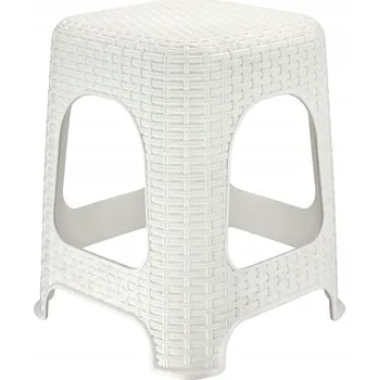 Stolička KUCHYŇSKÁ STOLIČKA TABURET RATAN BÍLÁ NOSNOST 120 kg