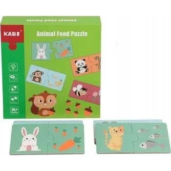 Dřevěná hračka Kabi Animal Food Parent - Edukační Hračky Puzzle pro Děti Montessori