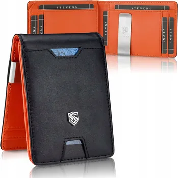 Peněženka STEVENS Pánská kožená peněženka Slim 1,5 cm s klipem, RFID ochranou na karty a kapsou na drobné Q2