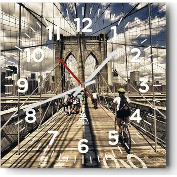 Hodiny Kuchyňské nástěnné hodiny 30x30 Most USA Skleněné hodiny do obýváku Moderní Tiché