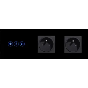 Elektrická zásuvka DOTYKOVÝ WIFI OVLADAČ ROLETY S DVOJITOU ZÁSUVKOU, SKLENĚNÝ PANEL, TUYA SMART LIFE