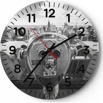 Hodiny Nástěnné hodiny do obýváku 40x40 Jork Kulatý Skleněné hodiny Loft Tiché