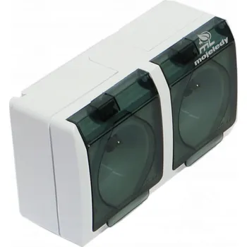 Elektrická zásuvka Dvojitá zásuvka nástěnná s uzemněním HERMES 2X2P+Z bílo-kouřová