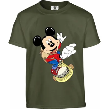 Chlapecké tričko Tričko Mickey na skejtu Druh: Dětské, Barva: Khaki, Velikost: 158-XL