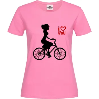 Dámské tričko Tričko Miluji jízdu na kole Druh: Dámské, Barva: Růžová, Velikost: S