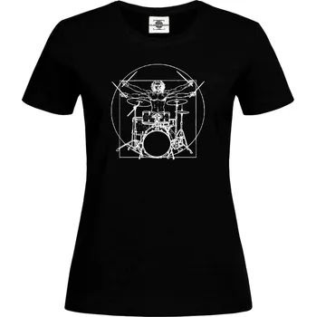 Dámské tričko Tričko Vitruviánský muž za bicíma Druh: Dámské, Barva: Černá, Velikost: S