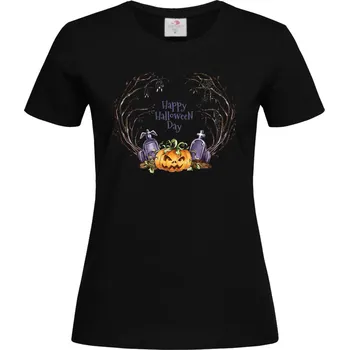 Dámské tričko Tričko Happy Halloween Day Druh: Dámské, Barva: Černá, Velikost: L