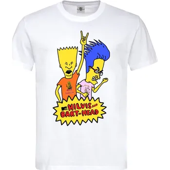 Pánské tričko Tričko Milvis And Bart-Head Druh: Pánské, Barva: Bílá, Velikost: XL
