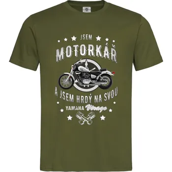 Pánská móda Tričko Jsem motorkář | Yamaha Virago Druh: Pánské, Barva: Khaki, Velikost: L