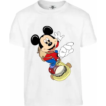 Pánské tričko Tričko Mickey na skejtu Druh: Dětské, Barva: Bílá, Velikost: 134-M