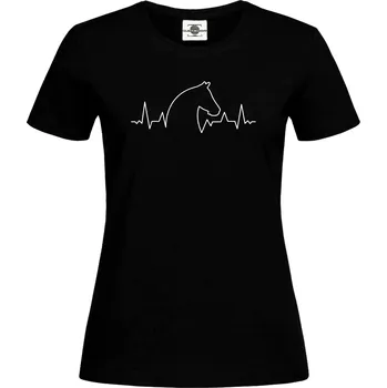 Dámské tričko Tričko Tlukot srdce koně Druh: Dámské, Barva: Černá, Velikost: XS
