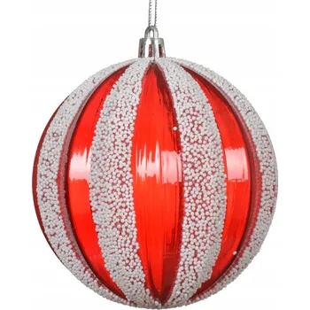 Vánoční dekorace Vánoční Koule na vánoční stromeček červená transparentní CUKROVÍ, ozdoba na stromeček 10 cm