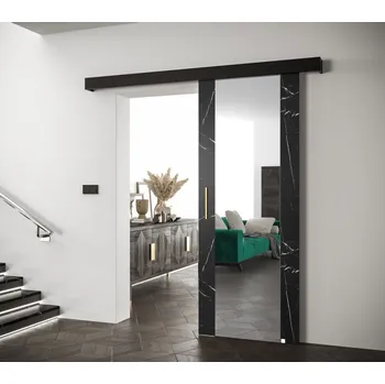 Interiérové dveře Posuvné dveře se zrcadlem Salwador II 90 cm - černý mramor s tlumeným dojezdem Barva doplňků: zlatá