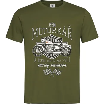 Pánská móda Tričko Jsem motorkář Druh: Pánské, Barva: Khaki, Velikost: M