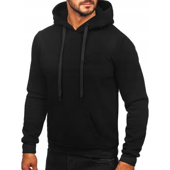 Pánská mikina Černá pánská mikina s kapucí klokanka Denley MB001A1_2XL